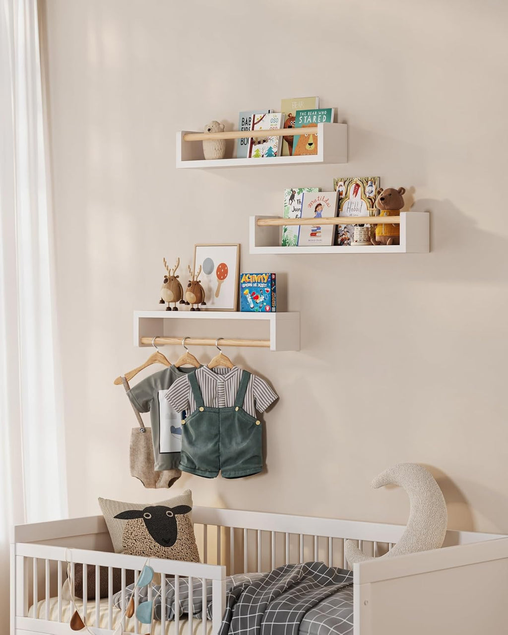 Nursery Book Shelves, Set of 3, Wall Bookshelf, Book Shelf for Kids Rooms, Wall Book Shelves for Bedroom Kids