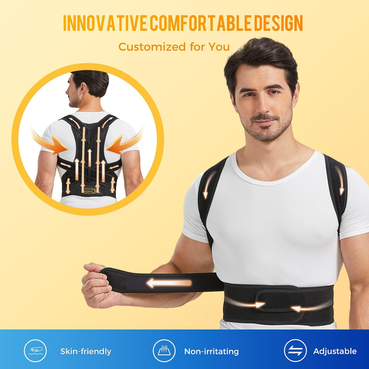 Back Brace and Posture Corrector for Men and Women Adjustable Back Straightener Posture Corrector, Scoliosis and