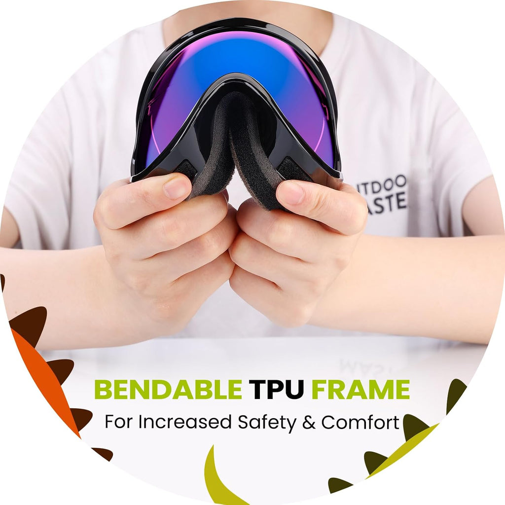 Lollipop Kids Ski Goggles UV Protection Snow Goggles | Anti-Fog Coating, Helmet-Compatible, Adjustable Strap