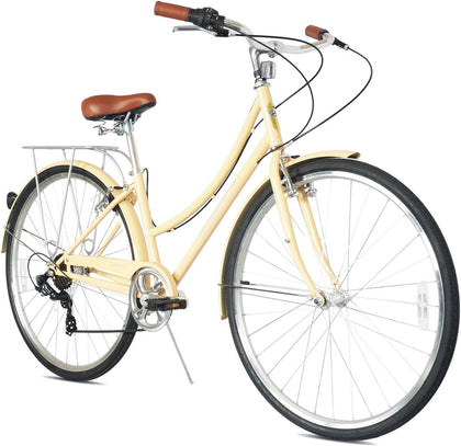 Kansas Hi-Ten Steel Frame City Bike Classic Outdoor Bicycle, 7 Speed for Women, Multiple Colors