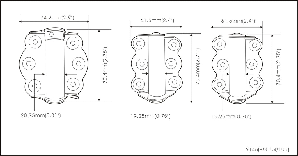 Door Spring Hinges, 2-3/4", Each Set Including 2 PCS Self Closing and 1 PC Adjustable Self Closing Door Hinge, White, 4 Sets, Made in Taiwan