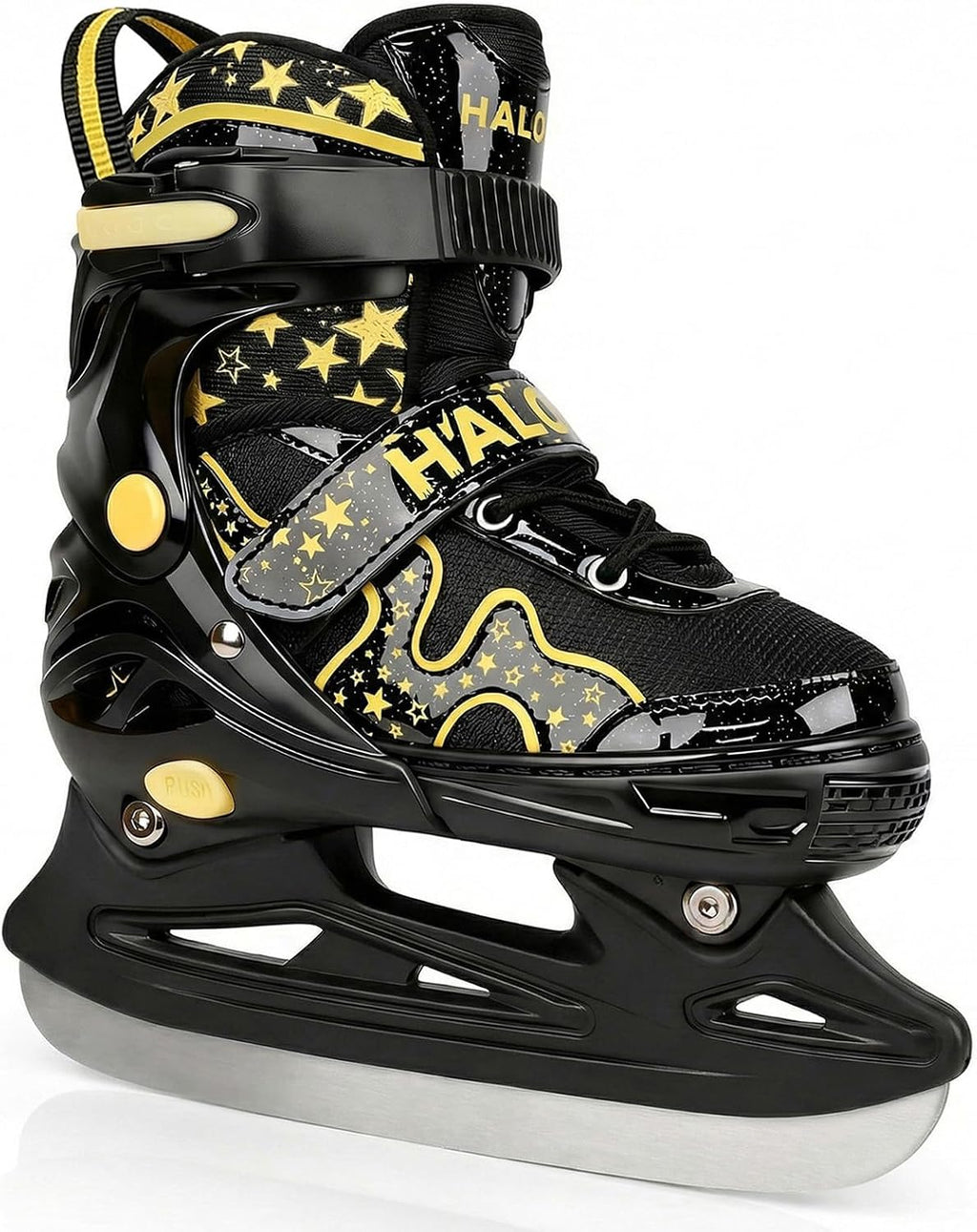 Ice Skates for Kids Girls Boys with Glitter Star, Adjustable Skates for Beginner with Triple Safety Closure, Gradient