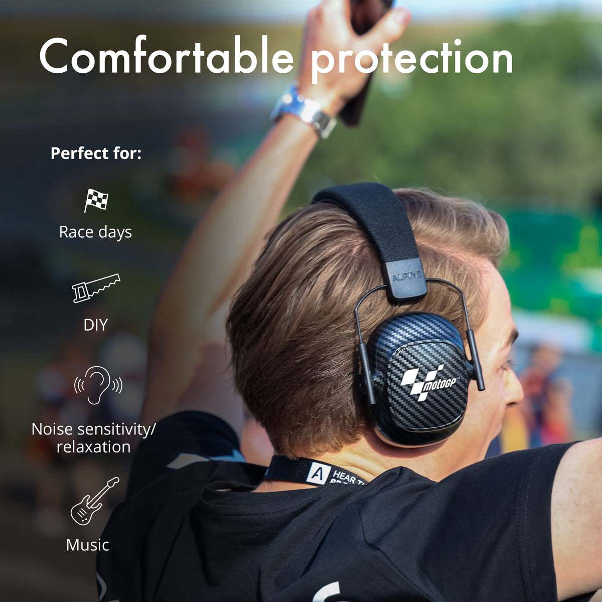 Alpine Racing Pro Earmuff MotoGP | Hearing Protection Earmuffs for Adults