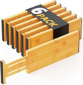 Bamboo Dresser Drawer Dividers 6 Pack, 4.65“ High Adjustable 12.5“-17” Drawer Organizers, Expandable Organization for