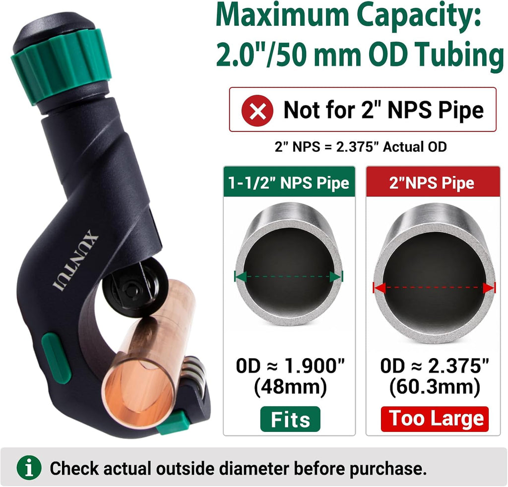 Copper Pipe Cutter, 3/16"-2" OD Tubing Cutter Kit | Cuts copper, brass, aluminum, EMT, exhaust & 304 thin-wall
