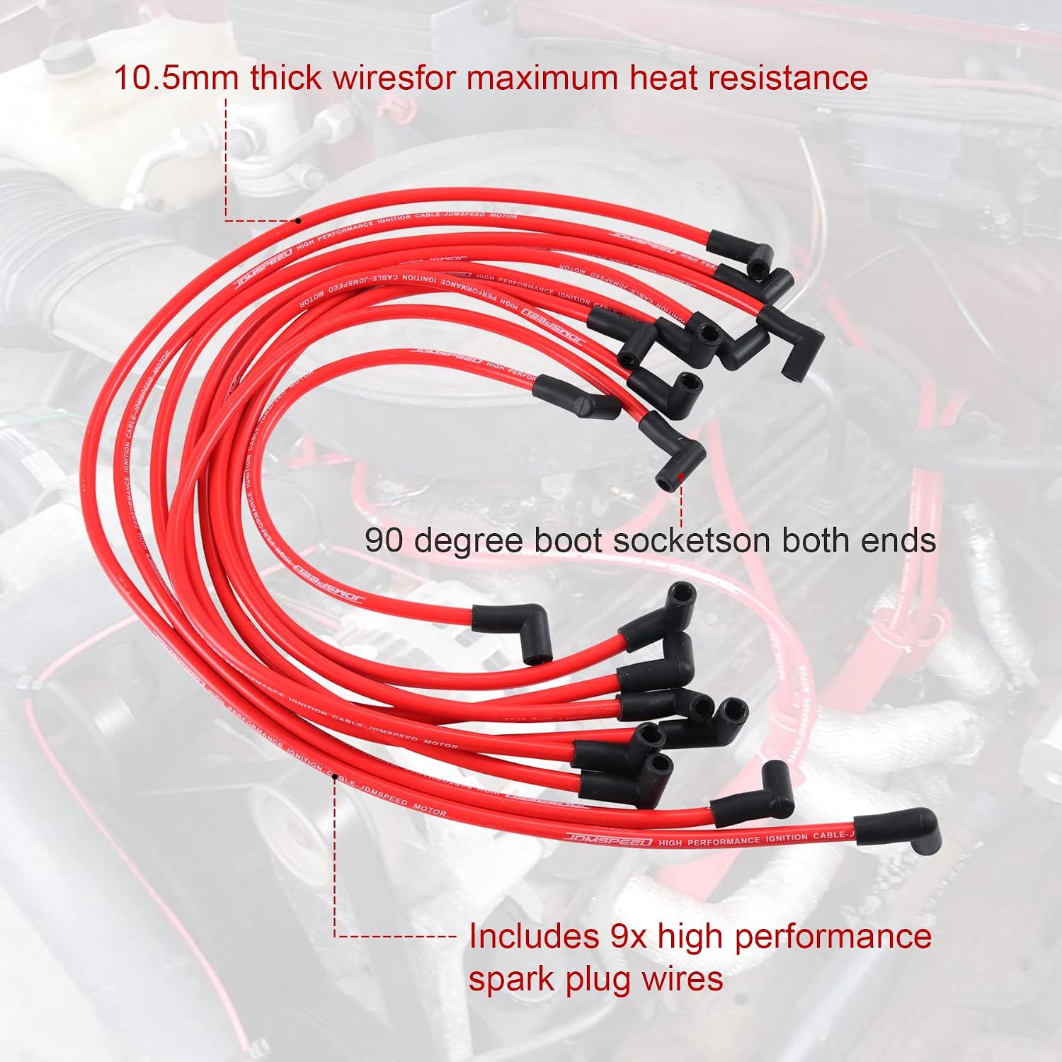 New 10.5mm Spark Plug Wire Set Replacement for HEI SBC BBC 350 383 454 Electronic