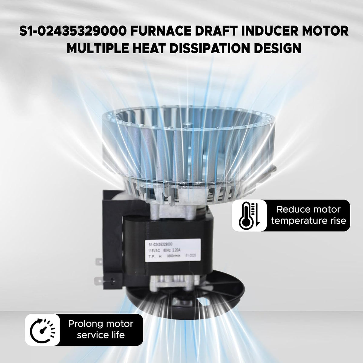 Furnace Draft Inducer Motor Replacement for York Coleman - Compatible with S1-02435329000, S1-02432085000, 024-31957-000, Fasco 7002-2941, 7002-3285