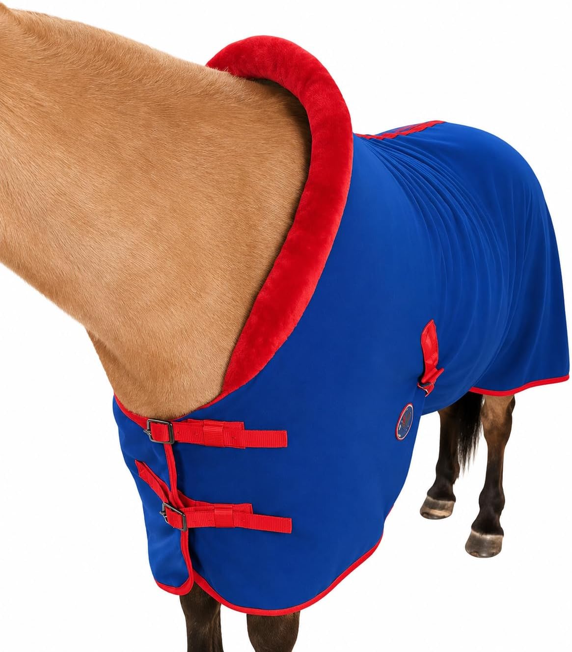 Polar Fleece Horse Cooler Blanket, Moisture-Wicking Stable Sheet & Blanket Liner, Plush Fleece Collar, Double Front