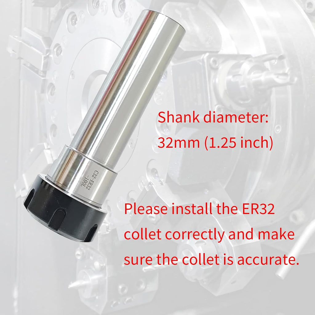 C32-ER32 Collet Chuck, Straight Shank ER32 Collet Chuck