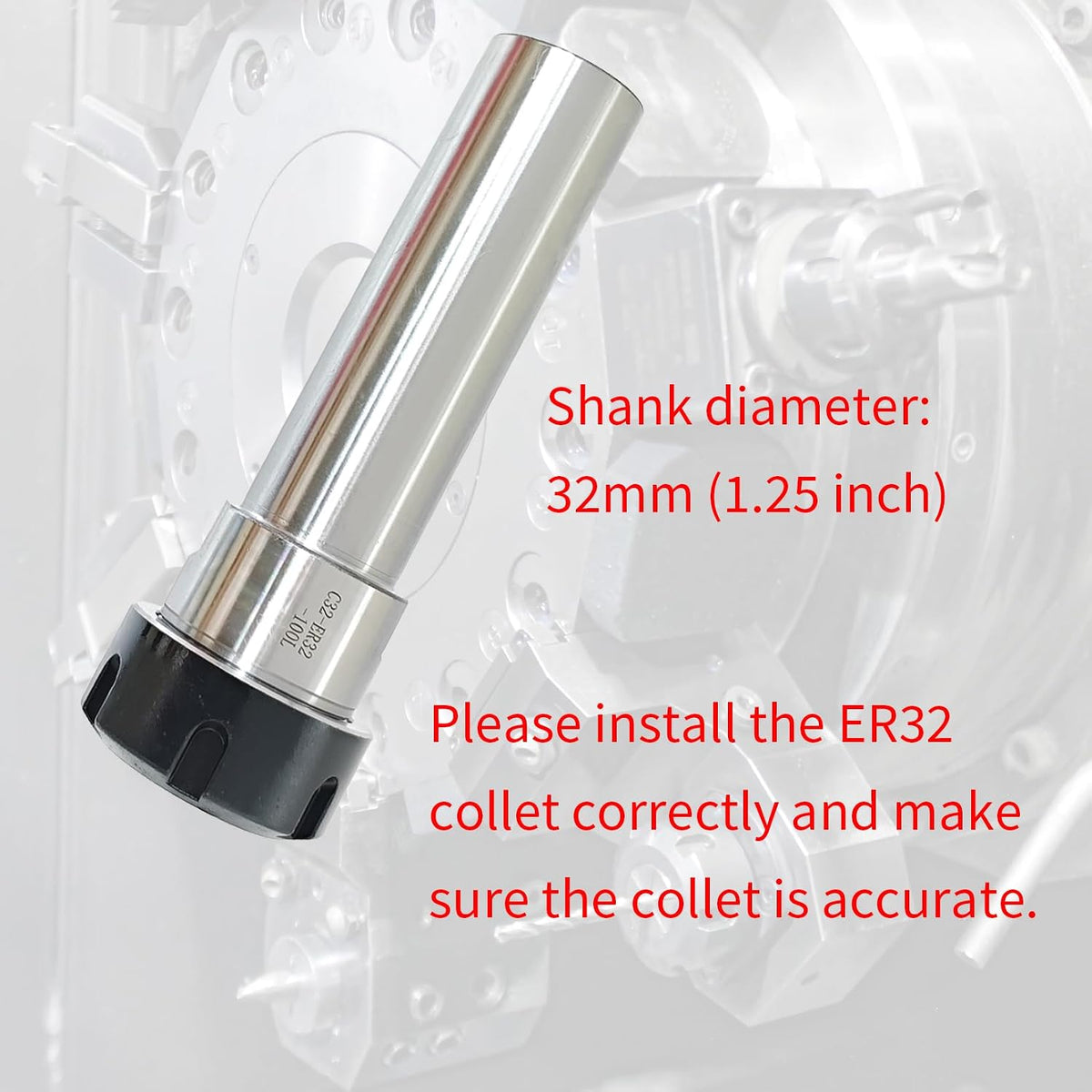 C32-ER32 Collet Chuck, Straight Shank ER32 Collet Chuck
