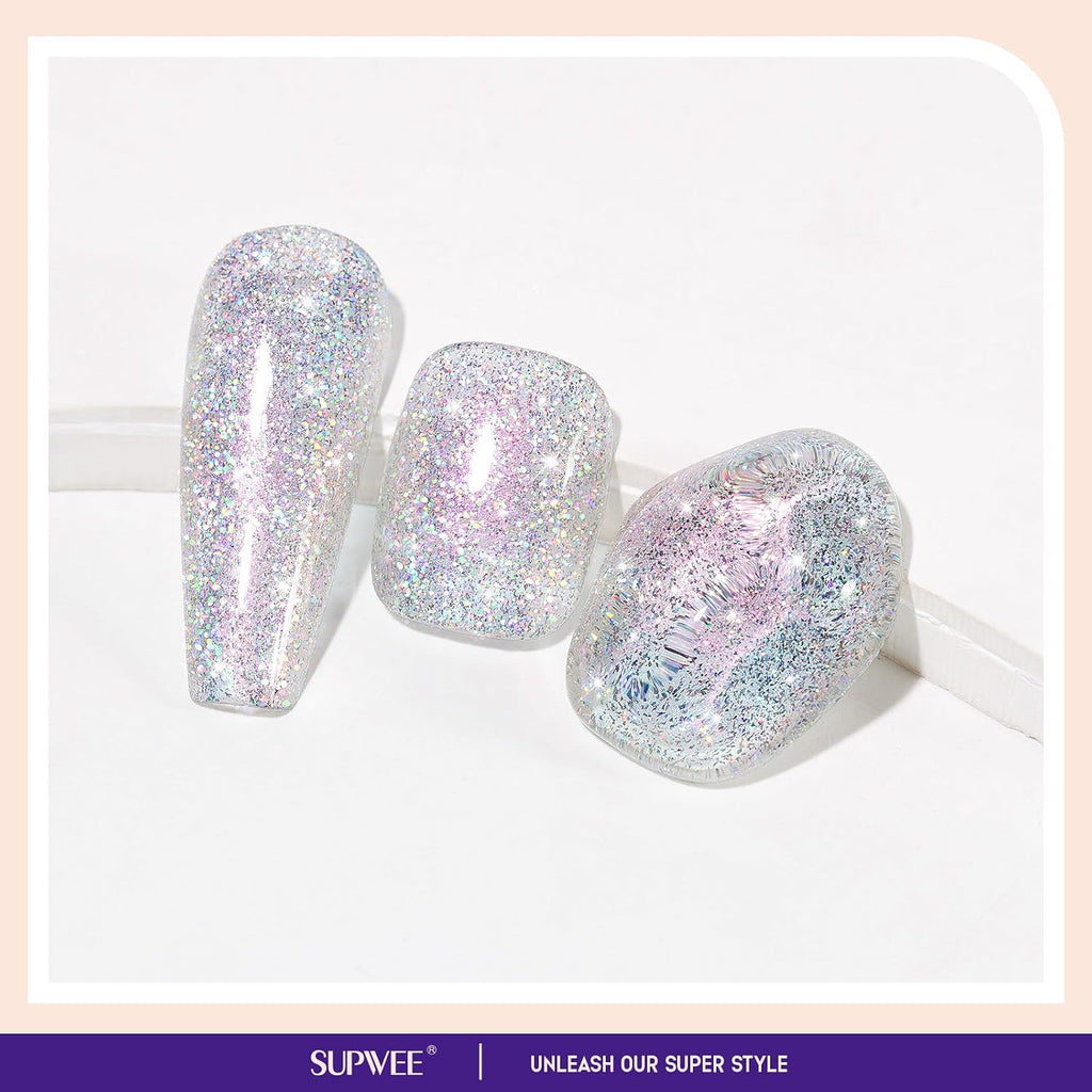 Glitter Holographic Nail Polish Quick Dry Shimmer Nail Polish