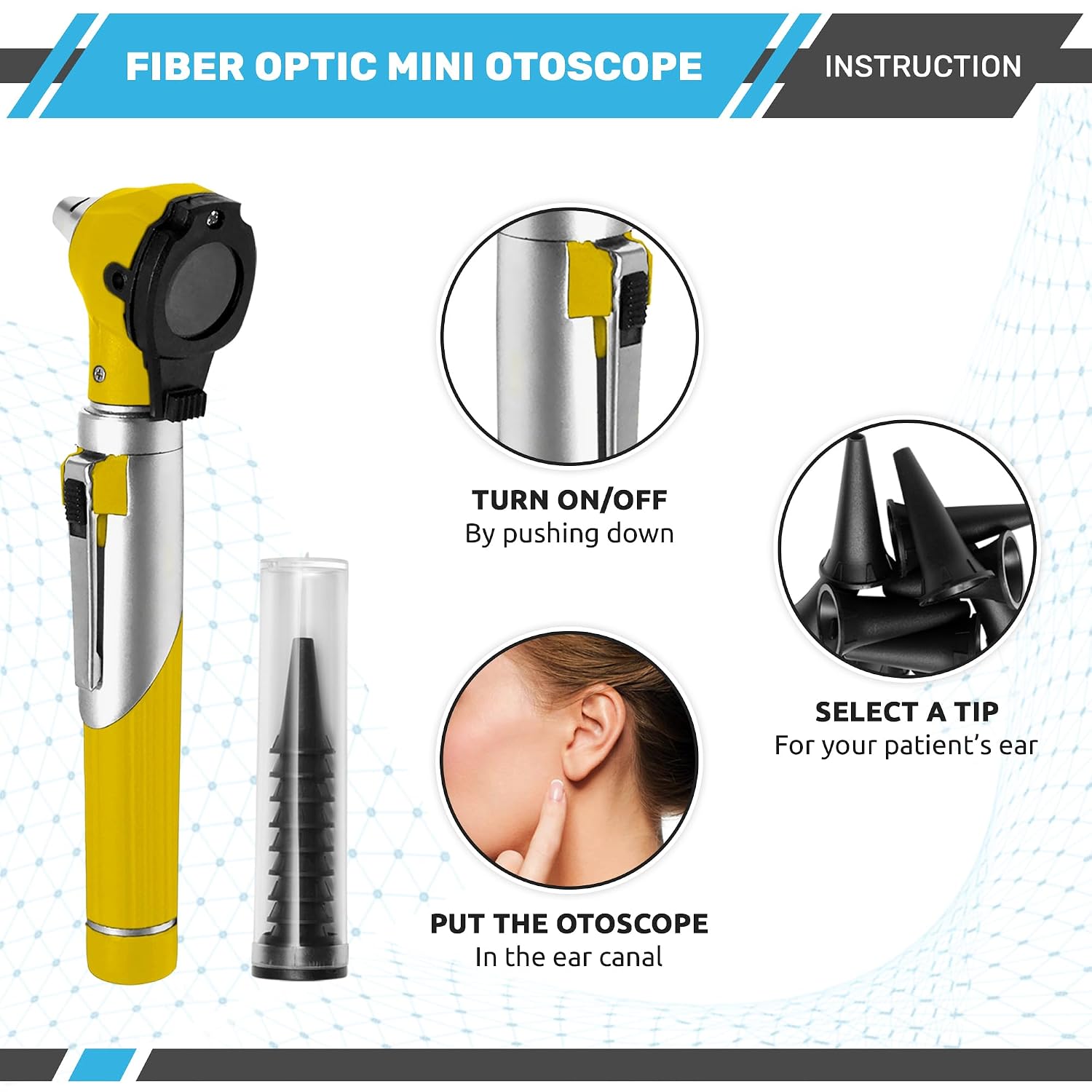 Multi-Function 2 in 1 Otoscope Set - Otoscope/Ophthalmoscope for Ear & Eye Examination - Professional Kit for Home