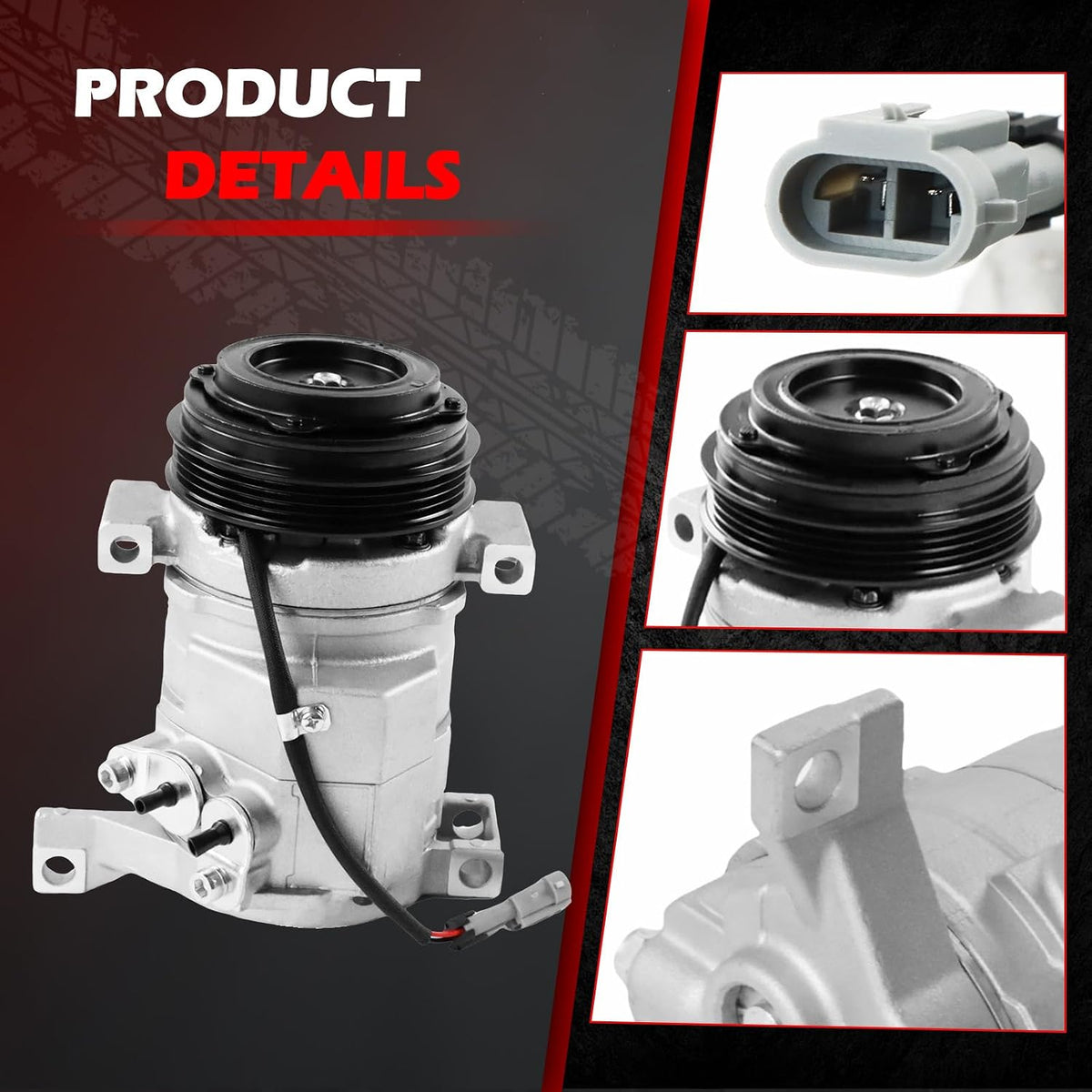 A/C Compressor with Clutch Fit for Escalade Silverado Suburban Tahoe GMC Sierra Yukon, 4.8L 5.3L 5.7L 6.0L 6.2L 8.1L, A/C with Clutch Replacement for 89024907 20784066 272531
