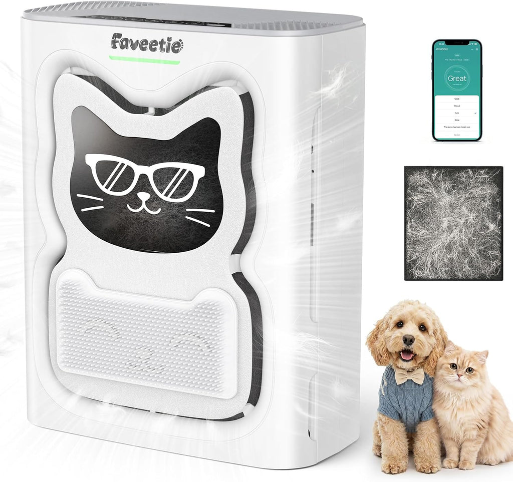 Pet Air Purifier for Large Room, 2300 sq ft | 4-in-1 H13 HEPA Washable Pre-filter, Air Quality Sensor & Auto Modes