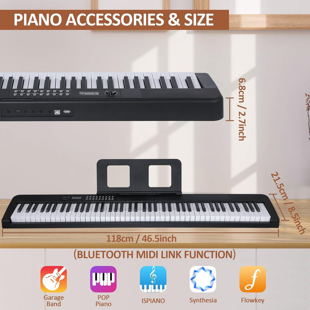 88 Key Piano Keyboard, Electric Digital Piano with Semi Weighted Keys, Keyboard Piano with Sustain Pedal, Power