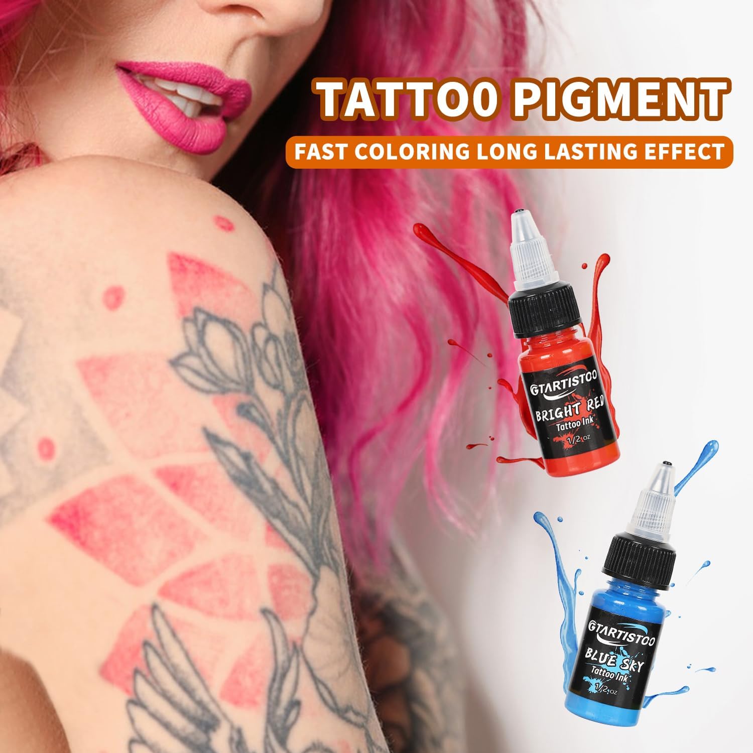 Tattoo Ink Set 14 Colors 0.5oz Vegan-Friendly Pigment Supplies