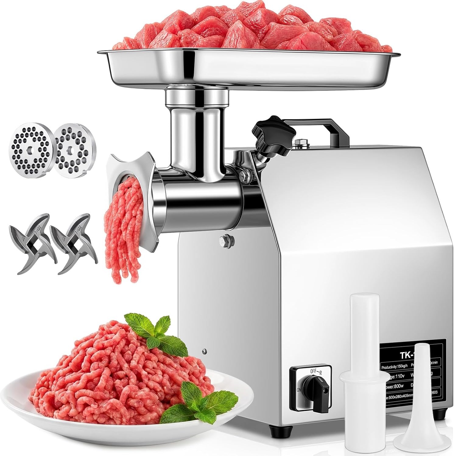 Commercial Meat Grinder #12 330 LB/H 1.2HP with Sausage Stuffer