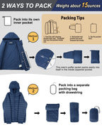 Men's Packable Hooded Puffer Jacket Insulated Winter Coat