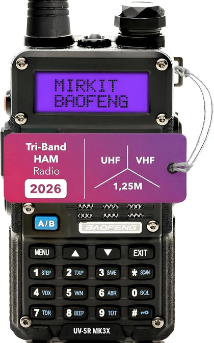 Baofeng Radio UV-5R MK3X Legal Power Tri-Band Radio 2026 VHF/UHF 144-148/222-225/420-450 MHz - Walkie Talkie with