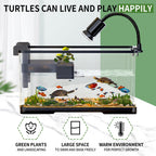 (Tank + Light + Filter + Filter Balls) Turtle Tank Kit, Turtle Tank Starter Kit,Bottom Drainage, Multi-Function Areas