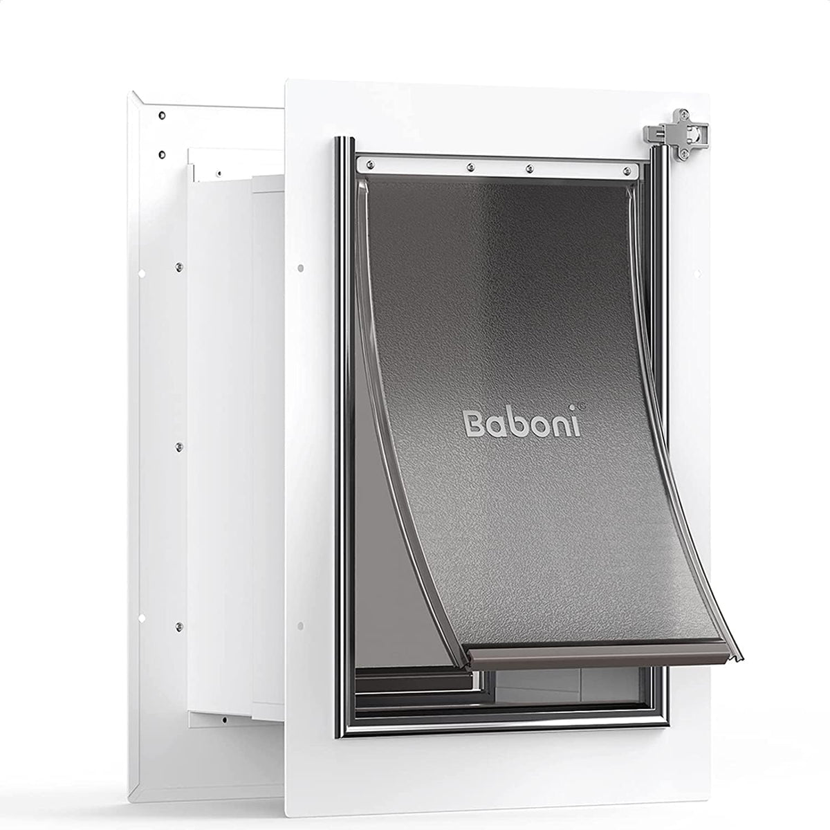 Pet Door for Wall, Steel Frame and Telescoping Tunnel, Aluminum Lock, Double Flap Dog Door and Cat Door, Strong and