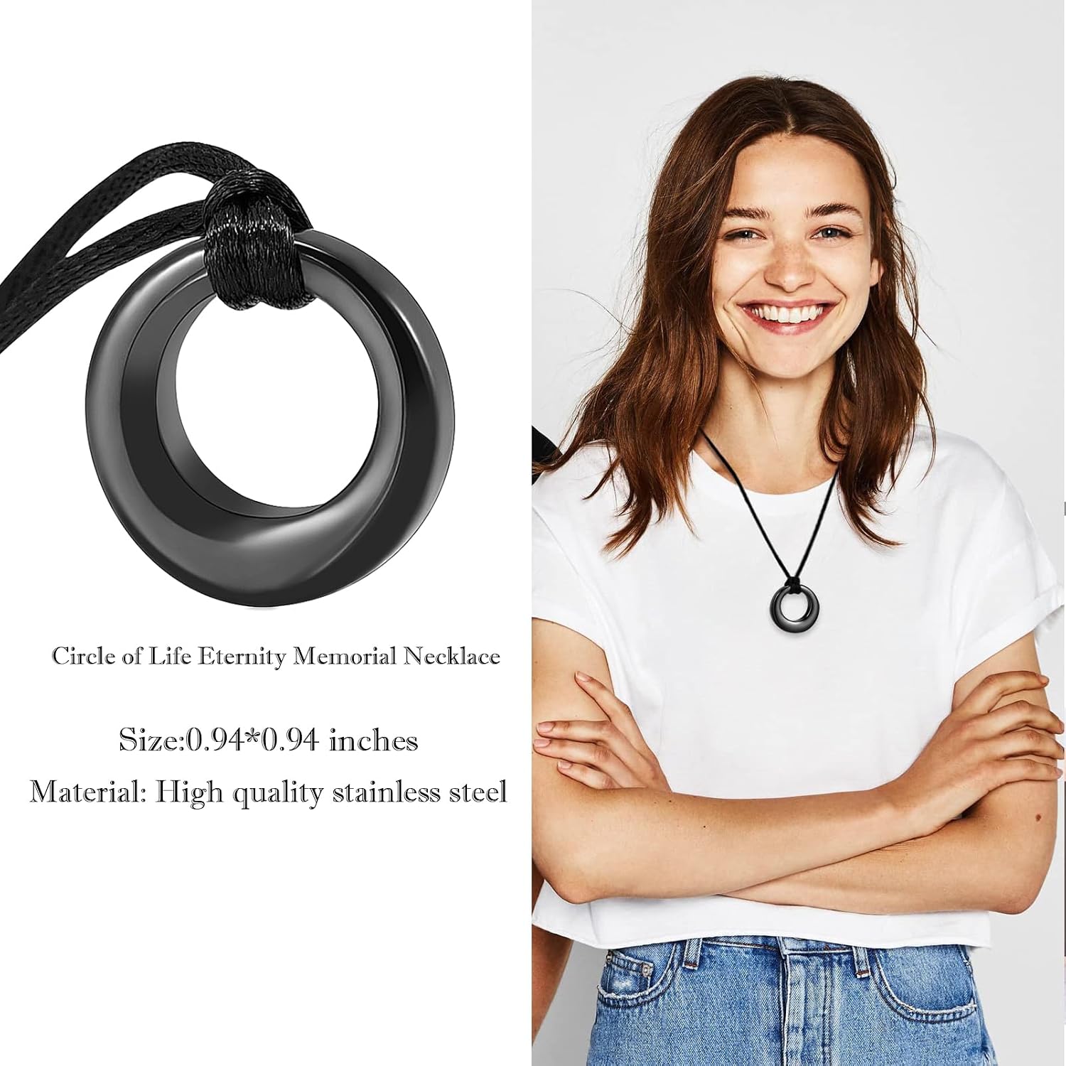 Cremation Jewelry Urn Necklace for Ashes for Women Men, Circle of Life Eternity Memorial Pendant Ash Jewelry