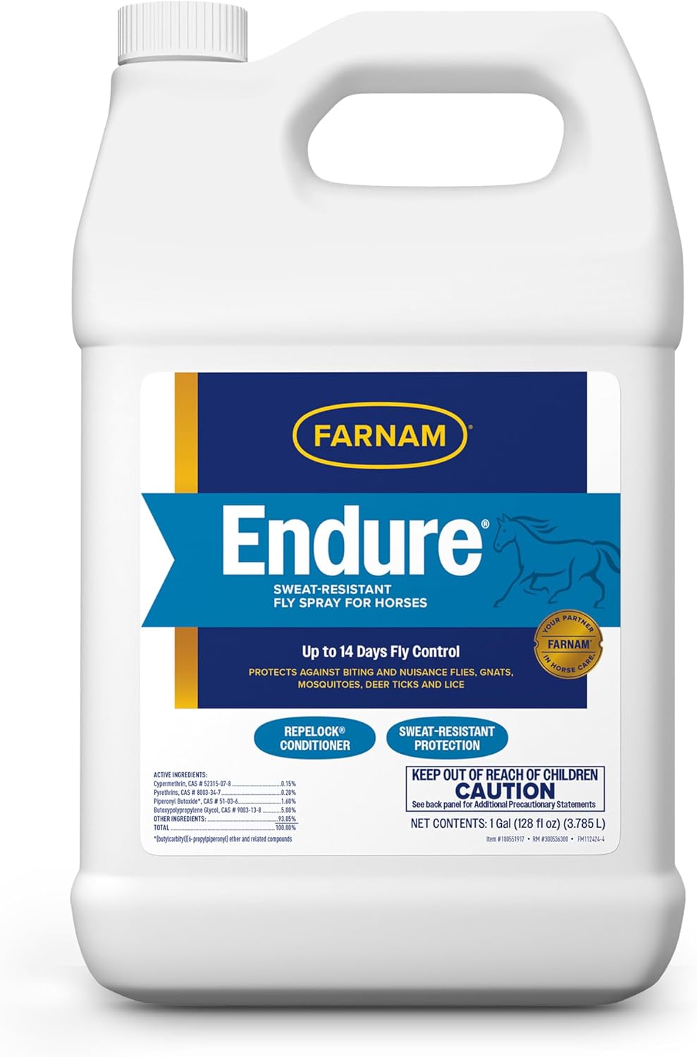 Endure Fly Spray for Horses, Lasting Fly Repellent, 128 oz Refill