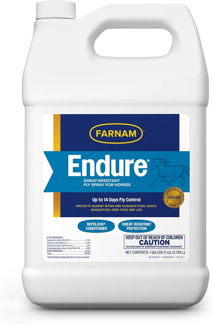 Endure Fly Spray for Horses, Lasting Fly Repellent, 128 oz Refill