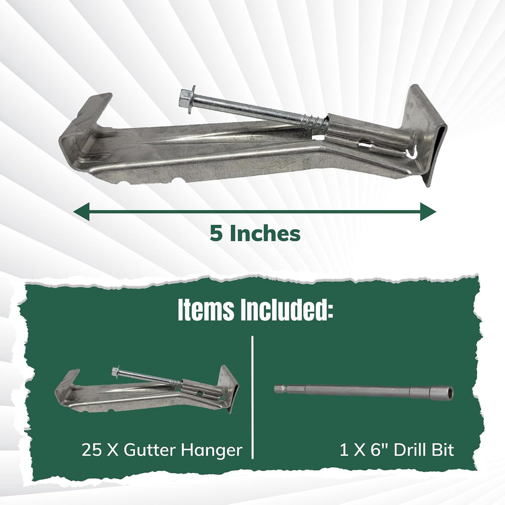 5" K Style Gutter Hangers, 25 Pack w/Screws & Hex Bit