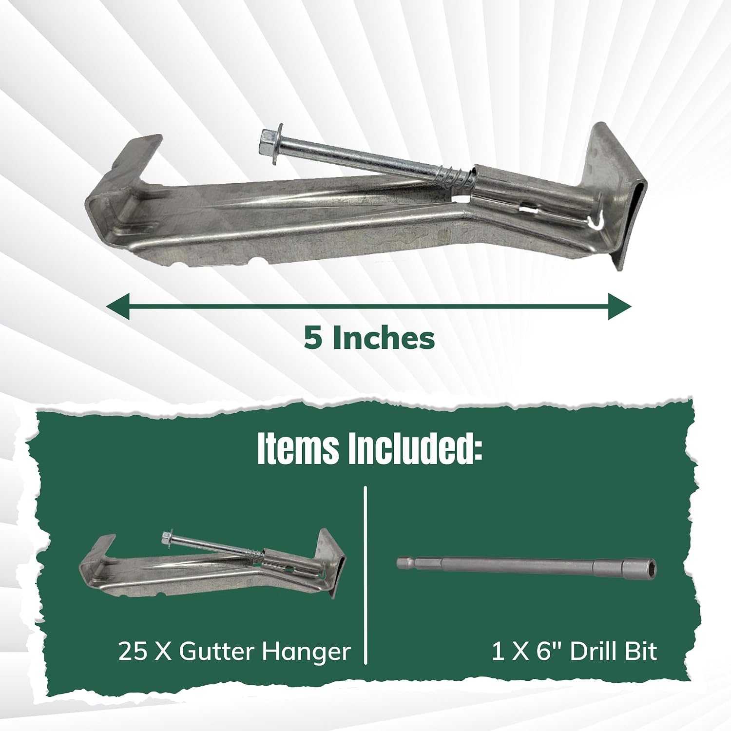 5" K Style Gutter Hangers, 25 Pack w/Screws & Hex Bit