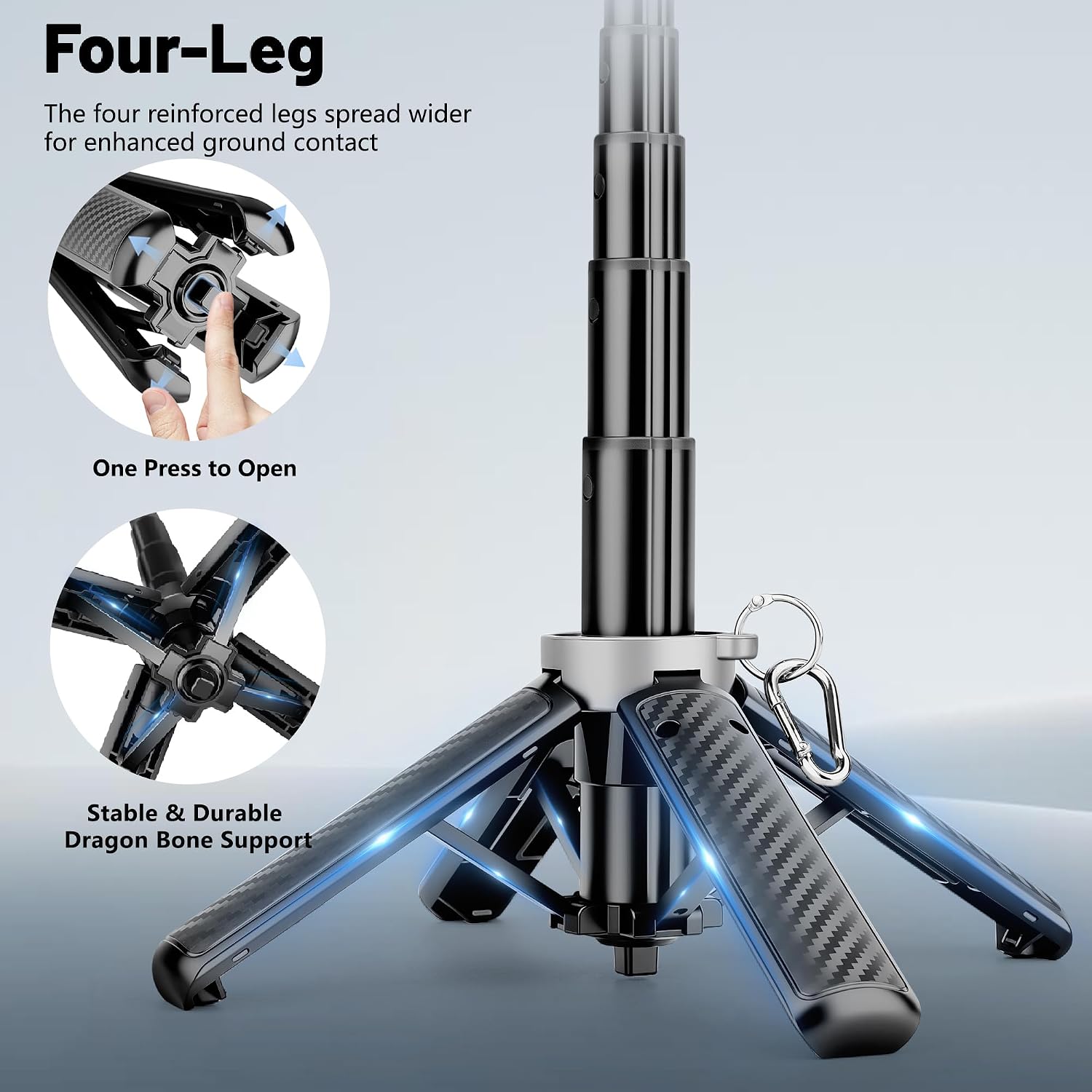 4-in-1 Multifunctional Magnetic Phone Tripod, Portable Selfie Stick for iPhone & Android with Detachable Remote and