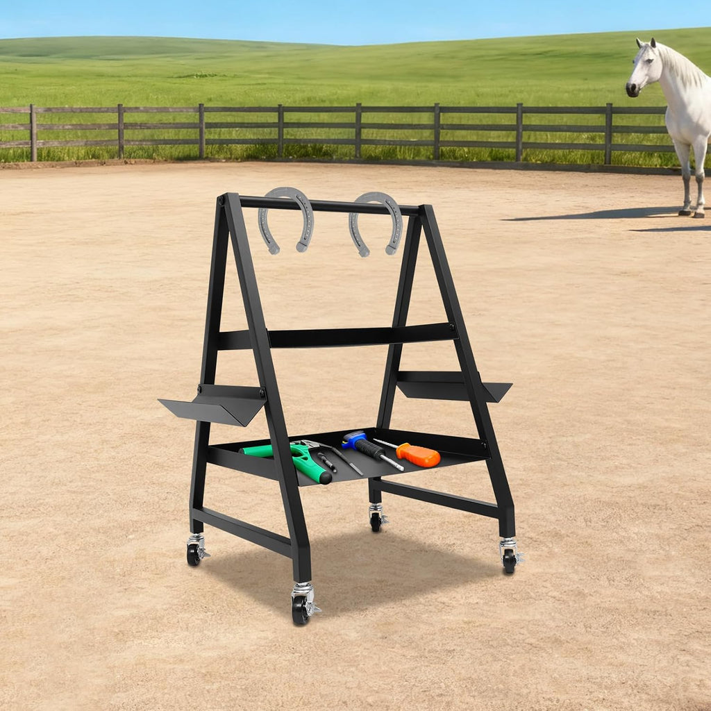 Horseshoeing Box with Wheels, Tool Box Cart, Farrier Tool Cart, Tool Organizer Cart, Utility Rack Shelf for Farms