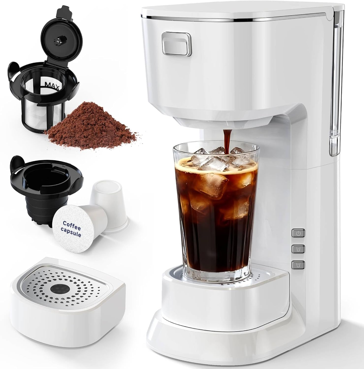Single Serve Coffee Maker for K Pod, 2-in-1 Coffee Maker Single Serve & Ground Coffee Brewer, Quick Brew 6 to 14oz