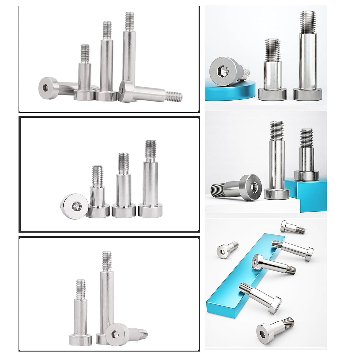 10pcs Hex Socket Shoulder Bolt, 10mm x M8 x 30mm Hex Socket Shoulder Bolt, 304 Stainless Steel (Silvery)
