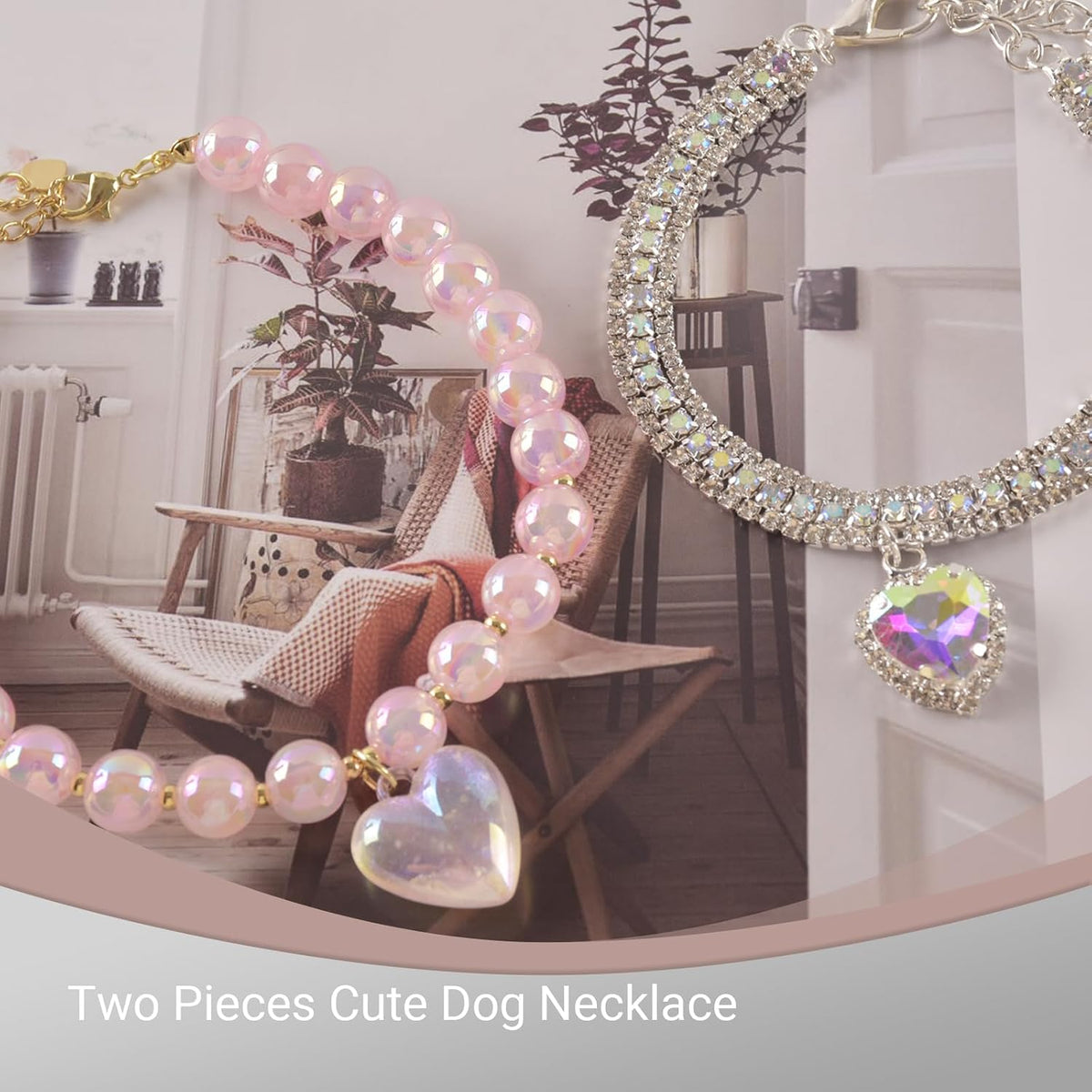 Rhinestones Dog Cat Collar Bling Adjustable Necklace (Pink, Samll)