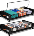 Under Bed Storage with Wheels, UnderBed Storage Containers with Clear Lid and Handles, XXL 60L Under the Bed Storage