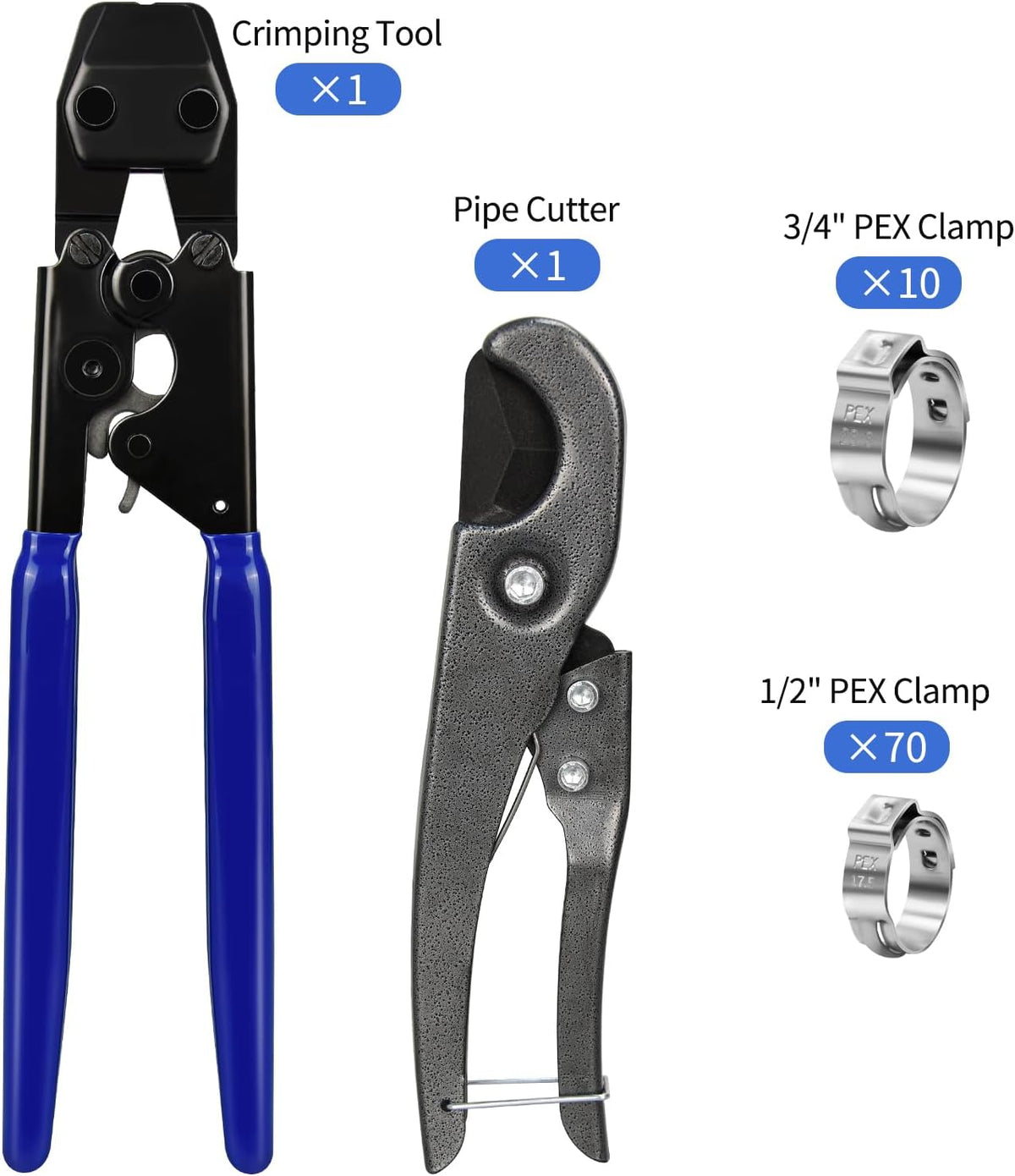 PEX Cinch Clamp Tool Kit, 3/8" to 1" PEX Pipe Clamp Cinch Tool Set