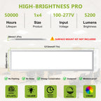 2 Pack 1x4 LED Flat Panel Light Drop Ceiling Light Fixture, 5200LM, 5CCT LED Drop Ceiling Office Light