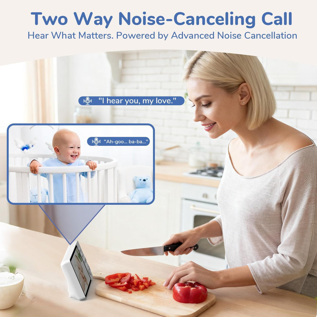 No WiFi Video Baby Monitor, 1080P 5" IPS Display, VOX | HD Night Vision, Two-Way Talk, 3X Zoom, Temperature Sensor