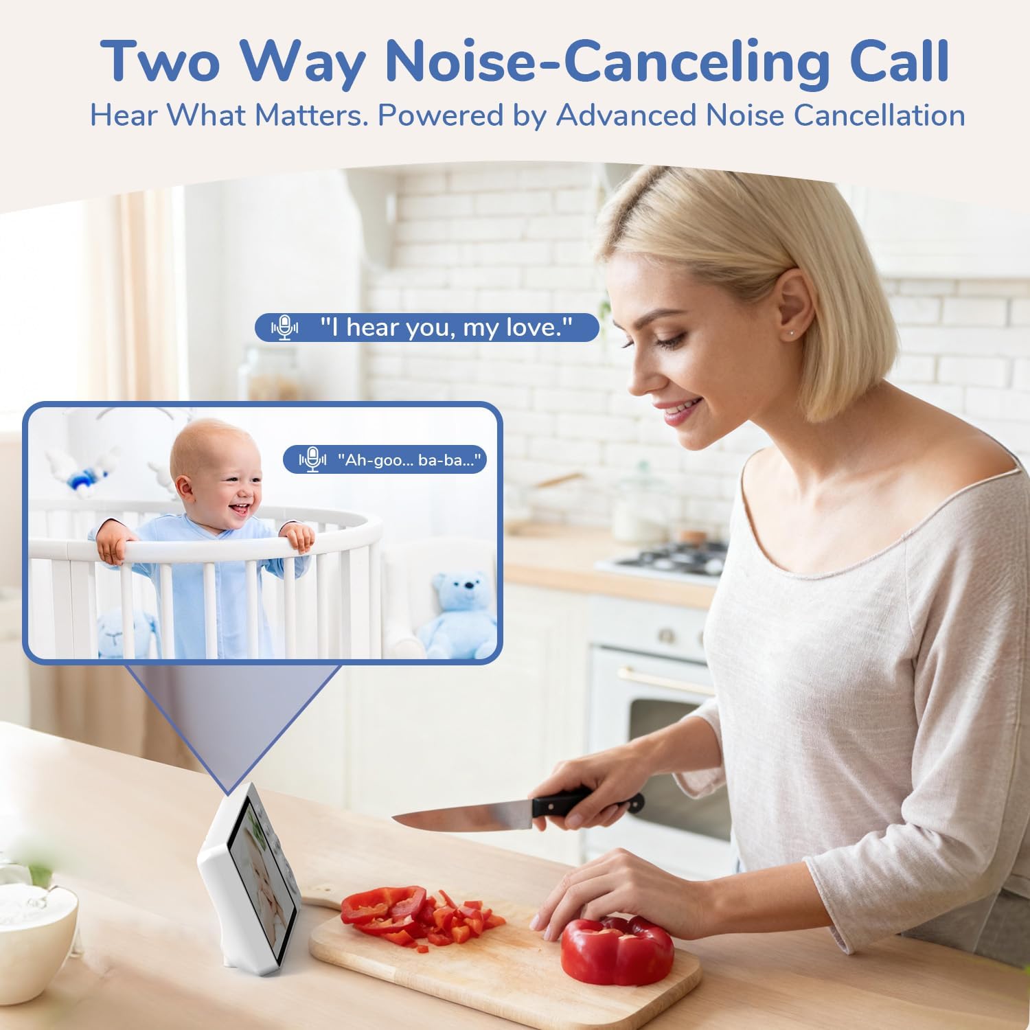 No WiFi Video Baby Monitor, 1080P 5" IPS Display, VOX | HD Night Vision, Two-Way Talk, 3X Zoom, Temperature Sensor