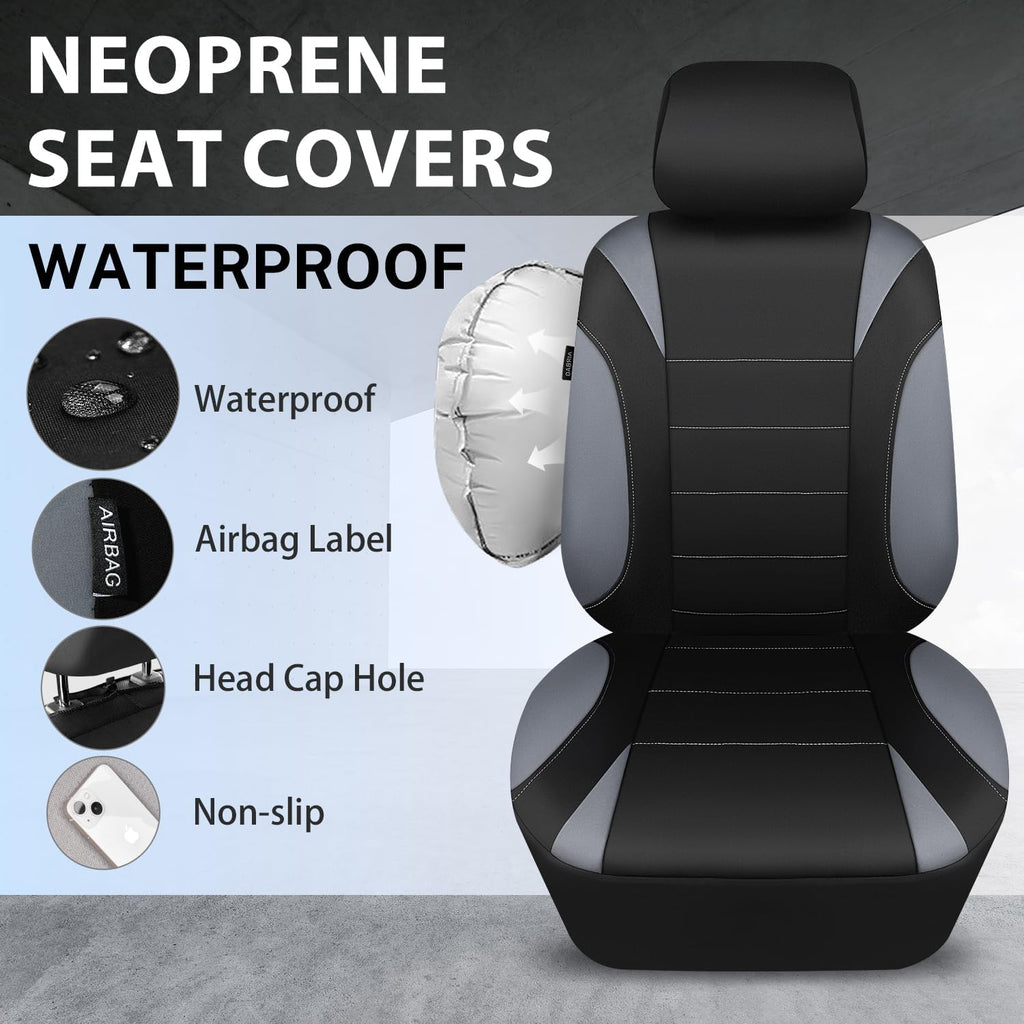 Waterproof Car Seat Covers Front Seats Only with 5mm Composite EVA, Neoprene Car Seat Cover with Separate Headrest