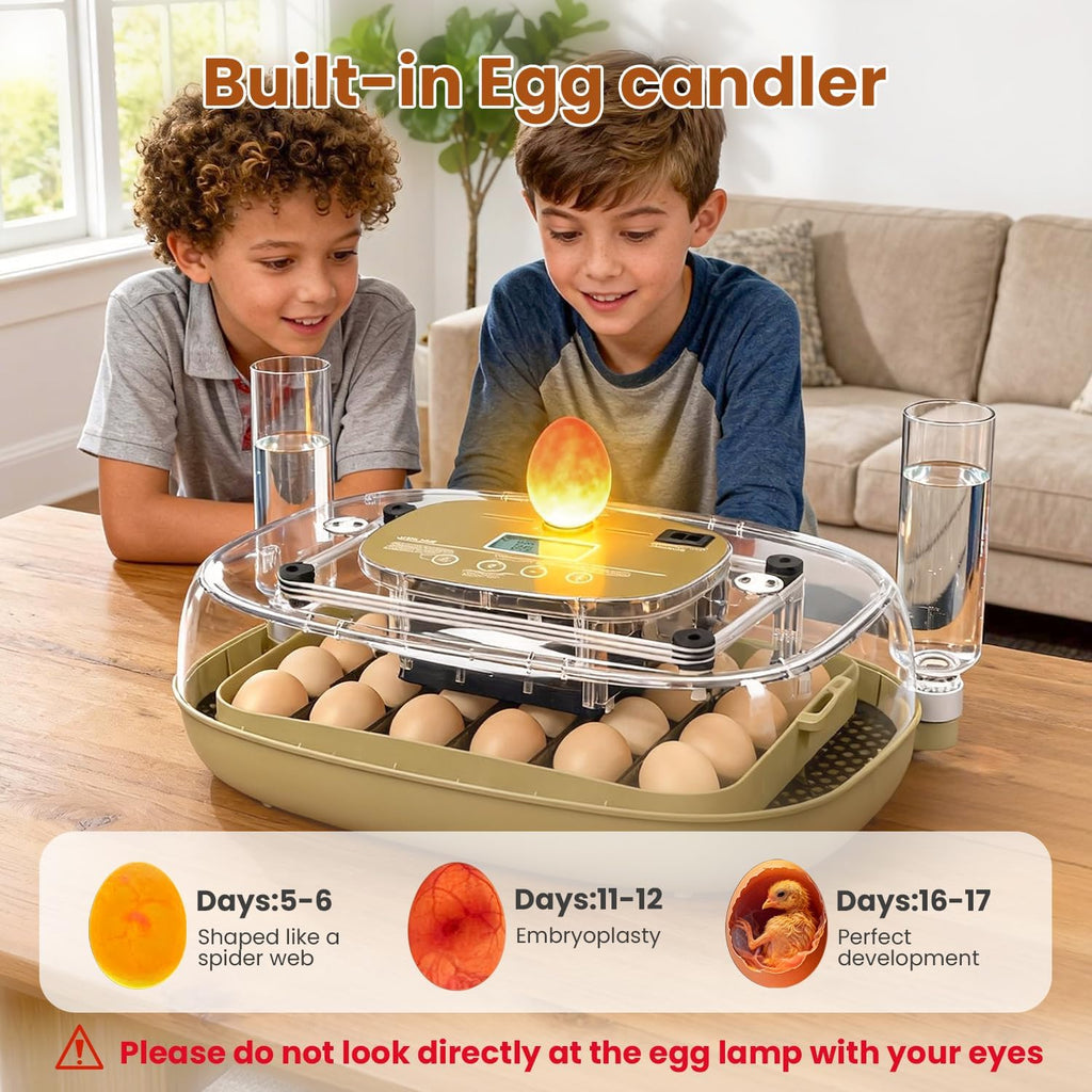Incubators for Hatching Eggs,24 Eggs Capacity with Automatic Turning, Accurate Temp & Humidity Control, Egg Candler
