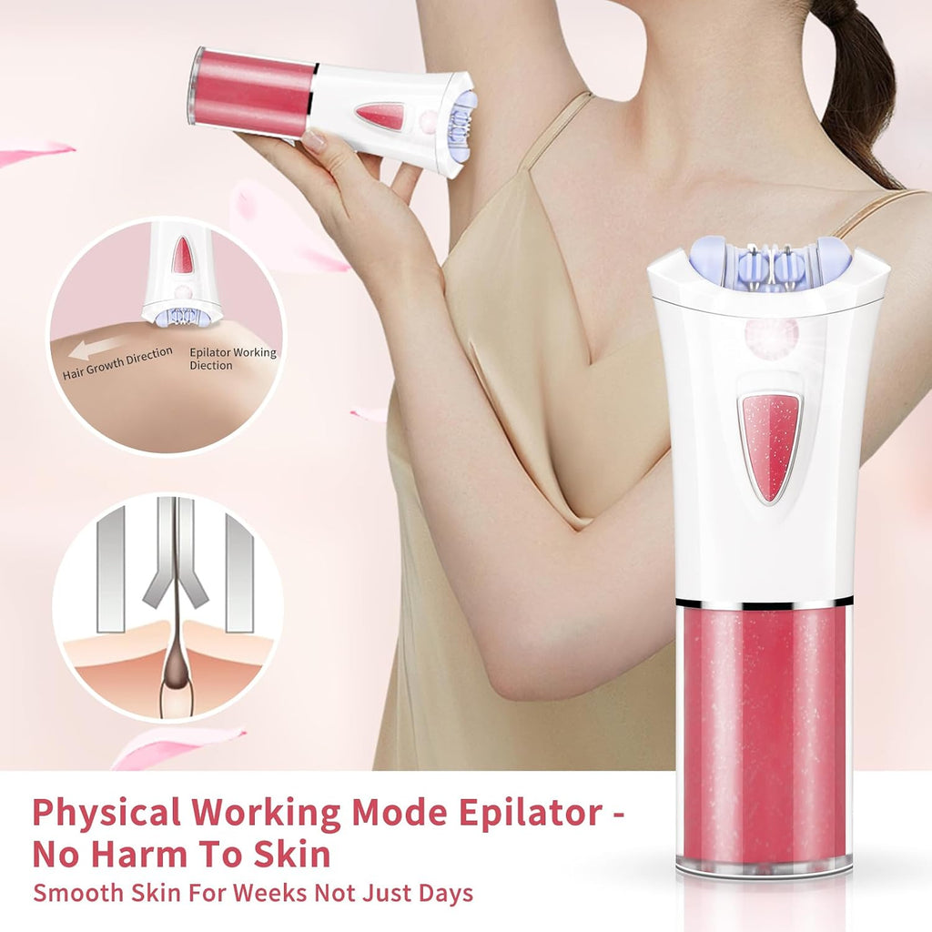 2026 Upgraded Facial Epilator for Women,Smooth Glide Cordless Hair Removal Device with LED Light,Precise & Painless