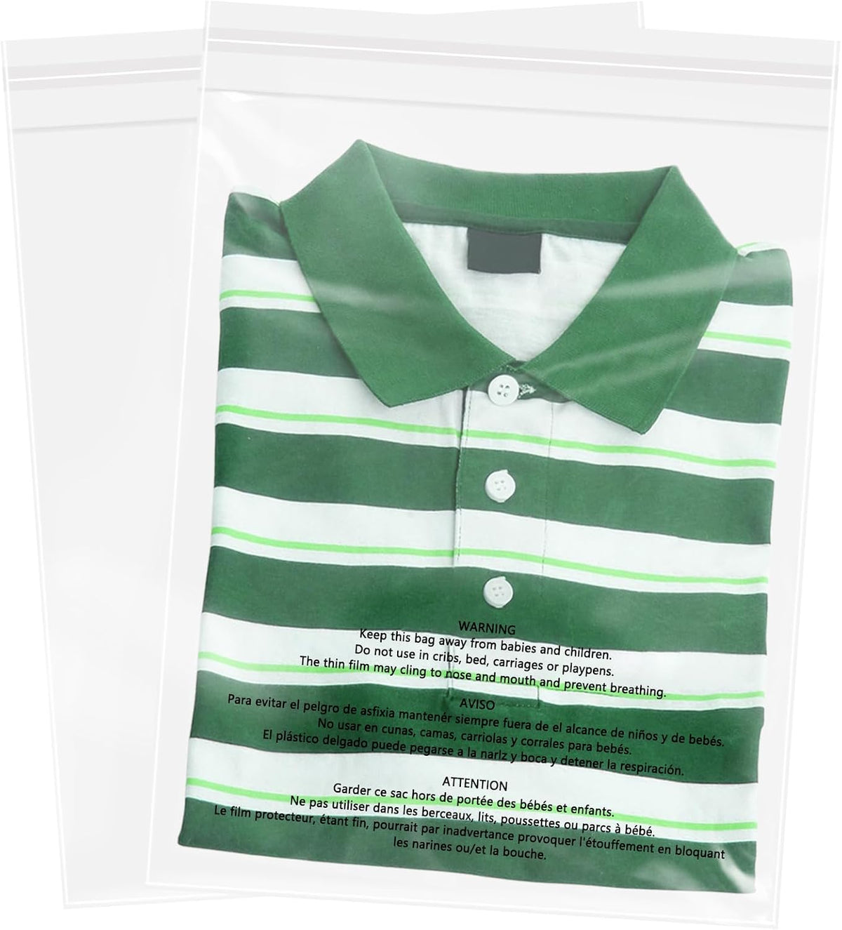 12" x 18" (500 Count) Clear Poly Bags with Suffocation Warning