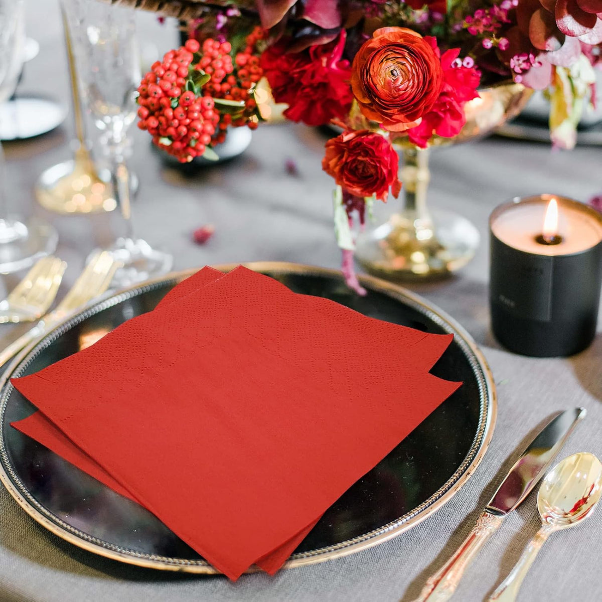 300 Count Red Cocktail Beverage Paper Napkins 2-Ply
