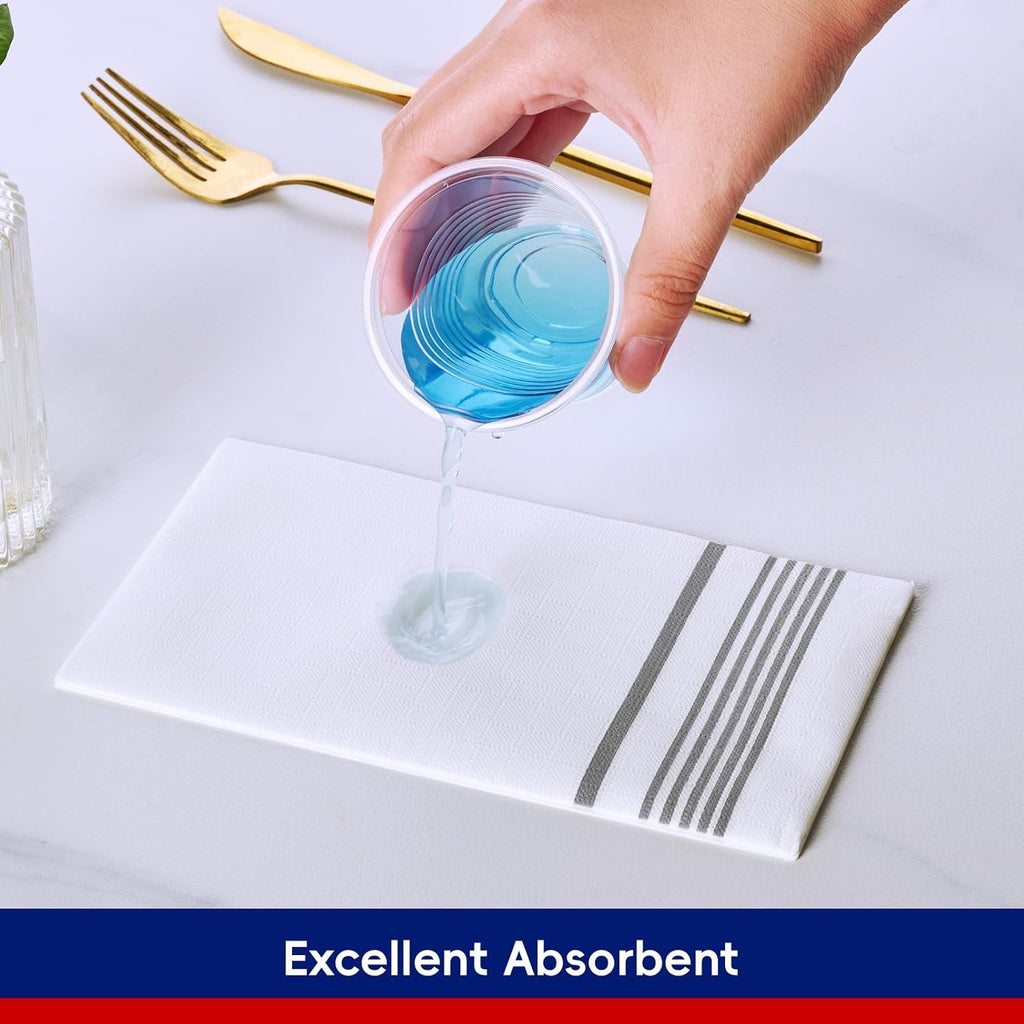 400 Silver Disposable 3-Ply Paper Dinner Napkins, Guest Hand Towels