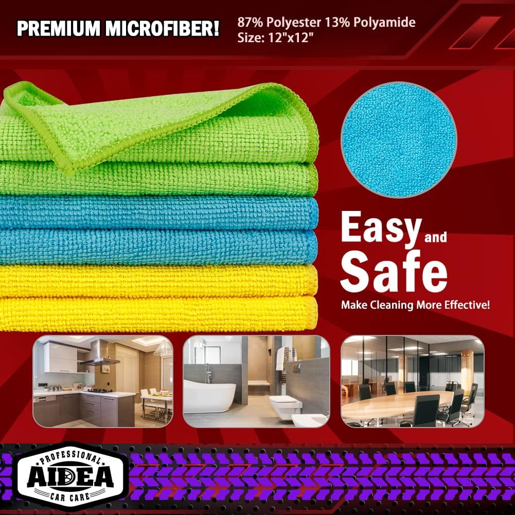 Microfiber Cleaning Cloth, 50PK, Microfiber Towels for Cars, Premium Wash Cloths, Dusting Cloth Cleaning Rags