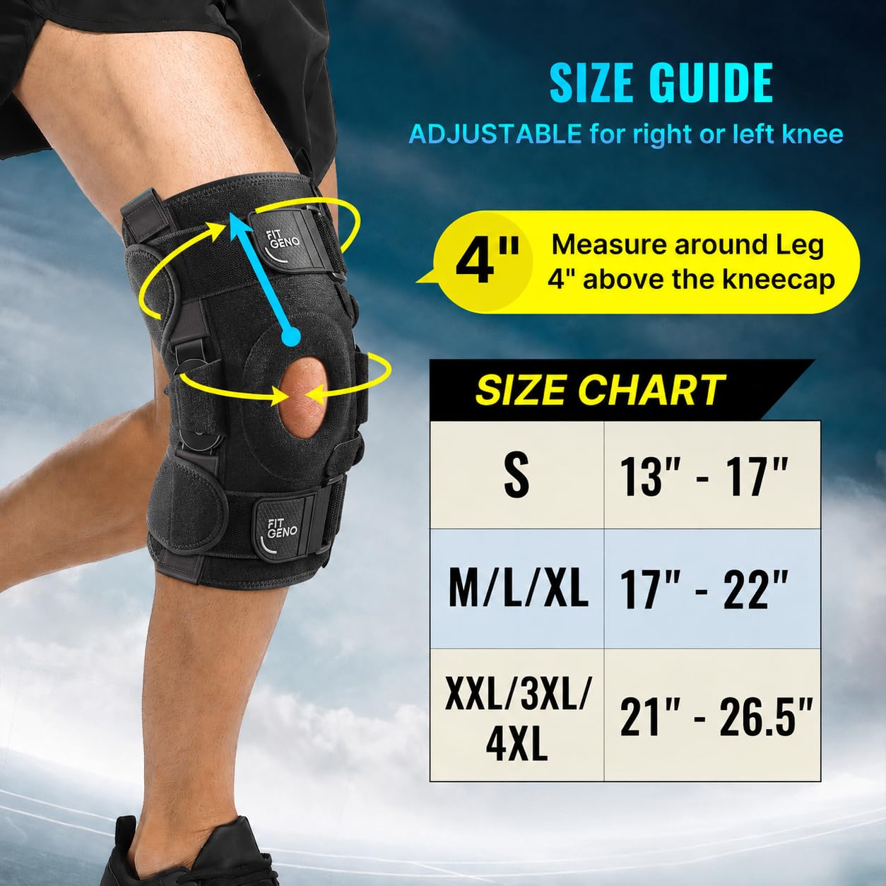 Hinged Knee Brace for Meniscus Tear: Adjustable Knee Support for Knee Pain w/Side Stabilizers & Hinges for Injury or