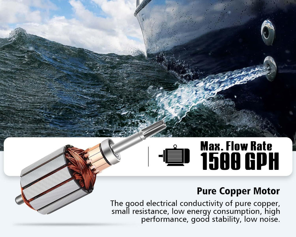 Automatic Boat Bilge Pump 12V 1500 GPH for Boats Efficient Water Removal System BGP 1500