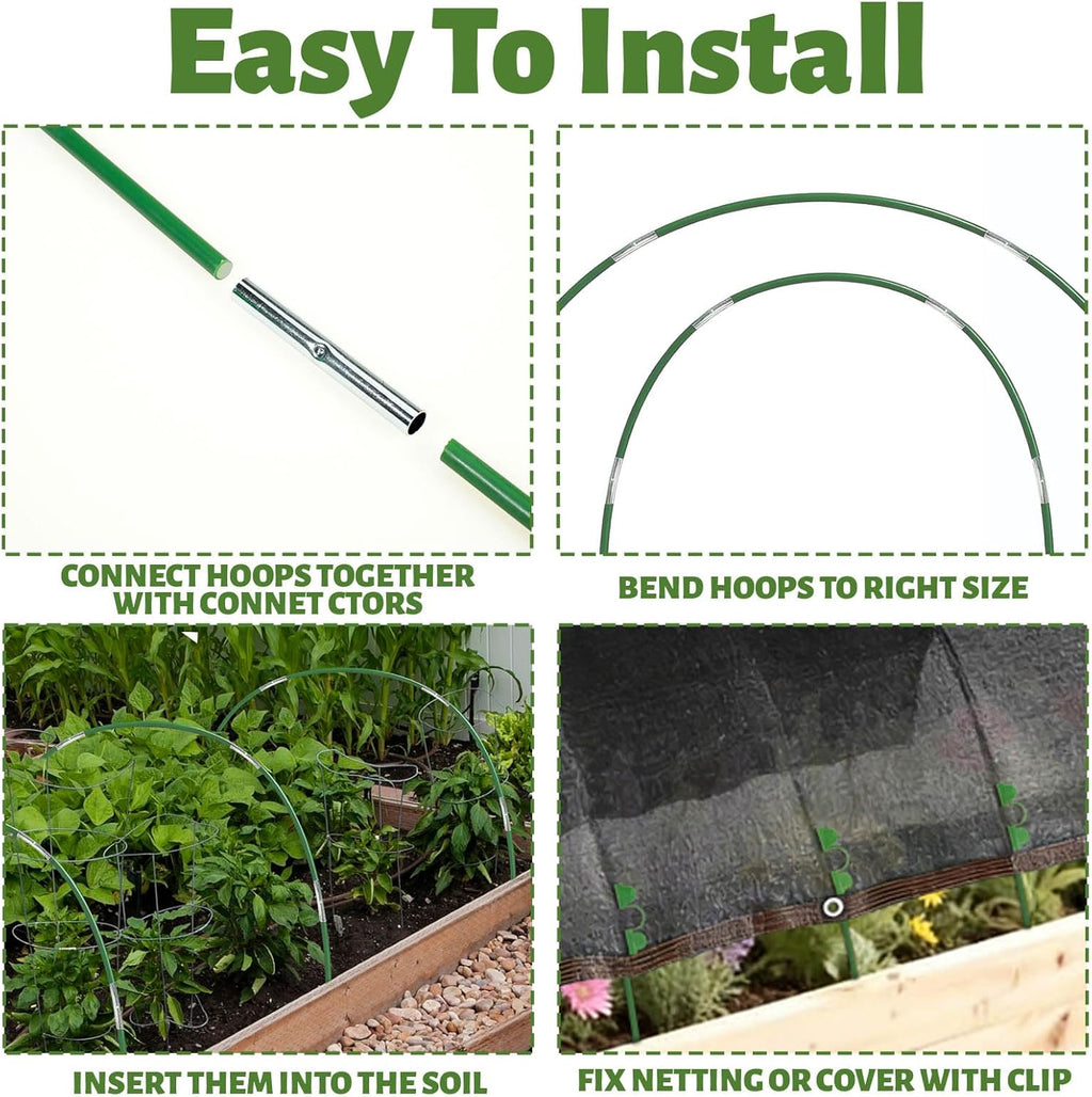 3.3x6.5FT Garden Shade Kit,Includ Garden Sun Shade Cloth with Hoops,Clips,Connectors,Raised Garden Bed Shade Cover
